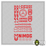 Lade das Bild in den Galerie-Viewer, Unimog Aufkleber Set 18tlg Rot LKW 1:8 1:14 Universal Tamiya Truck Sticker Modellbau Beschriftung
