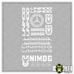 Lade das Bild in den Galerie-Viewer, Unimog Aufkleber Set 18tlg Weiß LKW 1:8 1:14 Universal Tamiya Truck Sticker Modellbau Beschriftung
