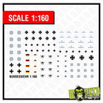 Lade das Bild in den Galerie-Viewer, Waterslide Decal 1:160 Spur N Bundeswehrkreuz Panzer LKW Armee Panzerbattalion Modellbau Beschriftung
