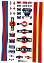 Lade das Bild in den Galerie-Viewer, Waterslide Decal 1:24 / 1:18 - 34tlg. Martini Racing Slotcar Gasloine USA Muscle Modellbau Beschriftung
