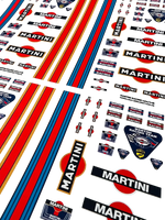Lade das Bild in den Galerie-Viewer, Waterslide Decal 1:24 / 1:18 - 34tlg. Martini Racing Slotcar Gasloine USA Muscle Modellbau Beschriftung
