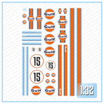 Lade das Bild in den Galerie-Viewer, Waterslide Decal 1:32 Gulf Racing Slotcar Gasoline USA Oldtimer V8 Muscle Car Modellbau Beschriftung

