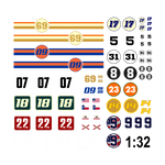 Lade das Bild in den Galerie-Viewer, Waterslide Decal 1:32 Startnummer Racing Carrera Cars Slotcar USA NASCAR Modellbau Beschriftung
