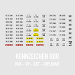 Lade das Bild in den Galerie-Viewer, Waterslide Decal 1:43 - DDR Kennzeichen - NVA Armee / VP Volkspolizei / GST Modellbau Beschriftung
