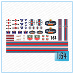 Lade das Bild in den Galerie-Viewer, Waterslide Decal 1:64 - 1:43 Martini Slotcar Racing USA V8 Muscle Cars Italien Modellbau Beschriftung
