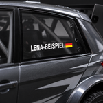 Lade das Bild in den Galerie-Viewer, Fahrer- &amp; Beifahrer-Sticker mit Wunschname und Landesflagge – 2-teiliges Set
