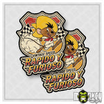 Lade das Bild in den Galerie-Viewer, Rapido Y Furioso Vintage Speedy Aufkleber 2er Set Oldschool Racing Cartoon
