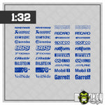 Lade das Bild in den Galerie-Viewer, Sponsoren Sticker Set 1:32 – Motorsport Racing Style Decal Rennsport Slotcar
