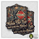 Lade das Bild in den Galerie-Viewer, Gasolin Nimm Dir Zeit und nicht das Leben Vintage Retro Aufkleber 2er Set
