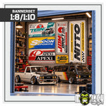 Lade das Bild in den Galerie-Viewer, JDM ASIA Garagenbanner Aufkleber Set A - 1:10 Werkstatt Banner für Diorama
