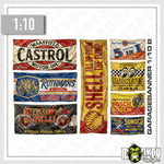 Lade das Bild in den Galerie-Viewer, Vintage Garagenbanner Aufkleber Set 1:10 Oldschool Werkstatt Banner für Diorama
