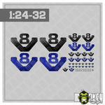 Lade das Bild in den Galerie-Viewer, Blau &amp; Black V8 1:24 1:18 RC Aufkleber LKW Truck Modellbau Sticker Set
