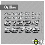 Lade das Bild in den Galerie-Viewer, Startnummern Aufkleber 3D Zahlen Set Modellbau Racing RC Modelle 1:18 1:24 1:32
