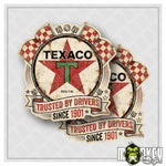 Lade das Bild in den Galerie-Viewer, Texaco Trusted By Drivers Aufkleber 2er Set Petroliana Tankstelle Oldtimer Garag
