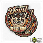 Lade das Bild in den Galerie-Viewer, 2er Set Tasmanian Devil Speed Shop Aufkleber Hot Rod US Car V8 Retro Vintage
