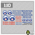 Lade das Bild in den Galerie-Viewer, RC Crawler Aufkleber Mountain Rescue Set 1:10 Offroad Sticker Tuning Modellbau
