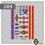 Lade das Bild in den Galerie-Viewer, Martini Design Aufkleber Set 1:24 1:18 Modellbau Sticker Bogen Racing USA
