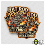 Lade das Bild in den Galerie-Viewer, Rat Rod Racers Aufkleber 2er Set High Octane Hellions V8 Drag Race Garage
