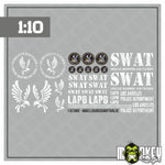Lade das Bild in den Galerie-Viewer, RC Crawler 1:10 SWAT LAPD Los Angeles Aufkleber Set Polizei Modellbau Sticker US
