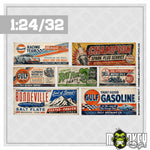 Lade das Bild in den Galerie-Viewer, 7tlg. Aufkleber Werkstattbanner 1:32 1:24 Carrera Slotcar Garage Diorama Set F
