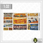 Lade das Bild in den Galerie-Viewer, 12tlg. Vintage Garagenbanner 1:32 Carrera Slotcar Werkstatt Diorama Set Retro
