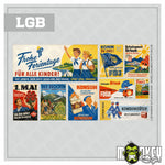 Lade das Bild in den Galerie-Viewer, 8tlg. DDR LGB Werbebanner 1:22,5 Spur G Gartenbahn Reichsbahn Modellbau Set Deko

