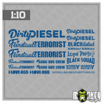 Lade das Bild in den Galerie-Viewer, Aufkleber Set Crawler Truck Pickup 1:10 RC Auto Modellbau Tuning Sticker blau
