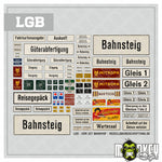 Lade das Bild in den Galerie-Viewer, LGB DR DDR Bahnhof Schilder Set Epoche IV 1:22,5 MITROPA Goldbroiler 1970/1980
