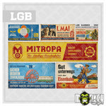 Lade das Bild in den Galerie-Viewer, 6tlg. DDR LGB Werbebanner 1:22,5 Spur G Gartenbahn Reichsbahn Modellbau Set Deko
