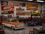 Lade das Bild in den Galerie-Viewer, 4tlg. Aufkleber Werkstattbanner 1:18 US Car V8 Garage Diorama Set Mopar Shop A
