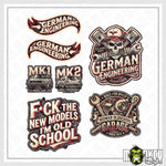Lade das Bild in den Galerie-Viewer, XL German Engineering Oldschool Sticker Set MK1 MK2 Garage Tuning Aufkleber
