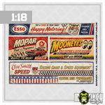 Lade das Bild in den Galerie-Viewer, 4tlg. Aufkleber Werkstattbanner 1:18 US Car V8 Garage Diorama Set Mopar Shop A
