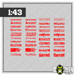 Lade das Bild in den Galerie-Viewer, Sponsoren Sticker Set 1:43 – Motorsport Racing Style Decal Rennsport Slotcar
