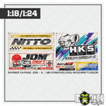 Lade das Bild in den Galerie-Viewer, JDM Asia Drifter Banner-Set A – Aufkleber für Diorama &amp; Modellbau 1:18 / 1:24
