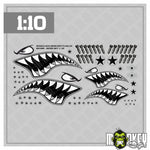 Lade das Bild in den Galerie-Viewer, RC Crawler Aufkleber Hai / Shark Set 1:10 Offroad Sticker Tuning Modellbau Grey
