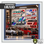 Lade das Bild in den Galerie-Viewer, JDM ASIA Garagenbanner Aufkleber Set B - 1:10 Werkstatt Banner für Diorama
