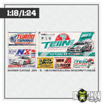 Lade das Bild in den Galerie-Viewer, JDM Asia Drifter Banner-Set B – Aufkleber für Diorama &amp; Modellbau 1:18 / 1:24
