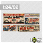 Lade das Bild in den Galerie-Viewer, 5tlg. Vintage Werkstattbanner 1:32 1:24 Carrera Slotcar Dragrace Diorama D
