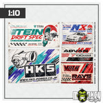 Lade das Bild in den Galerie-Viewer, JDM ASIA Garagenbanner Aufkleber Set B - 1:10 Werkstatt Banner für Diorama
