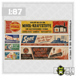 Lade das Bild in den Galerie-Viewer, DDR Werbebanner Set B - 1:87 H0 Modellbahn Reklame Schilder Diorama Zubehör
