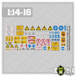 Lade das Bild in den Galerie-Viewer, RC 1:14 1:16 Warn-und Gefahrenhinweise Bagger Baustelle Aufkleber Set Modellbau
