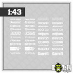 Lade das Bild in den Galerie-Viewer, Sponsoren Sticker Set 1:43 – Motorsport Racing Style Decal Rennsport Slotcar
