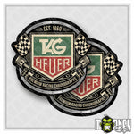 Lade das Bild in den Galerie-Viewer, Tag Heuer Racing Aufkleber 2er Set Chronograph Uhr Motorsport Klassiker
