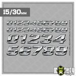 Lade das Bild in den Galerie-Viewer, Startnummern Aufkleber 3D Zahlen Set Modellbau Racing RC Modelle 1:14 1:18 1:24

