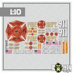 Lade das Bild in den Galerie-Viewer, RC Aufkleber Set Feuerwehr Fire Rescue 1:10 Modellbau Sticker USA Fire Chief
