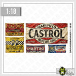 Lade das Bild in den Galerie-Viewer, Vintage Werkstatt Banner Set 1:18 – RC Garage &amp; Diorama US Cars &amp; Hotrods B
