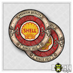 Lade das Bild in den Galerie-Viewer, Shell Benzin Werbung Aufkleber 2er Set Vintage Garage Service Oldtimer Deko

