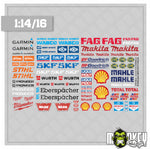 Lade das Bild in den Galerie-Viewer, RC LKW Truck Trial Sponsoren Aufkleber Sticker Set 1:14 1:16 Tamiya Scania MAN
