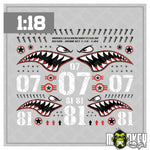 Lade das Bild in den Galerie-Viewer, Hai / Shark Aufkleber Set 1:18 RC Sticker Modellbau Beschriftung Bomb Military
