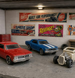 Lade das Bild in den Galerie-Viewer, 1:64 Banner B US Garage Vintage Werbung Diorama Werkstatt Modellbau Aufkleber
